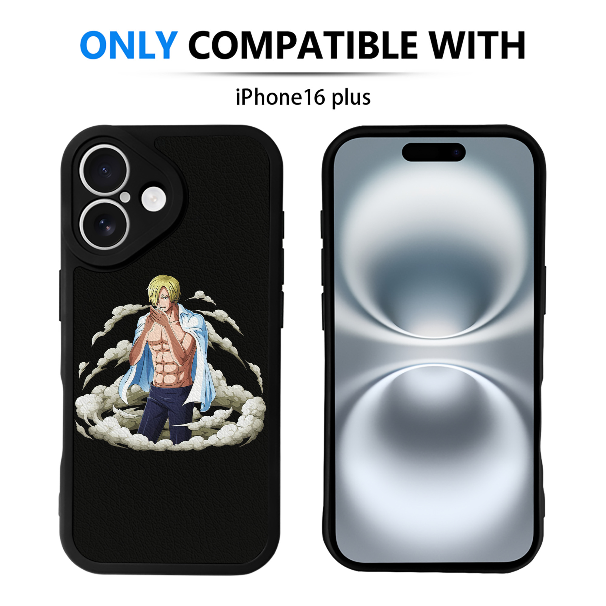（画像用） ワンピース サンジ ONE PIECE Sanji 【iPhone 16シリーズ対応】シリコンスマホケース（レザー調） 材質：シリコン